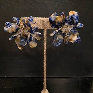 Blue Flower Acrylic Earrings